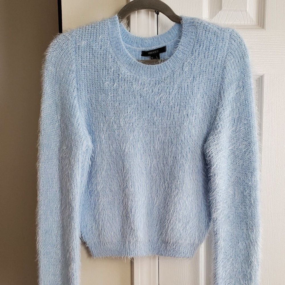Forever 21 Fuzzy Light Blue Sweater
